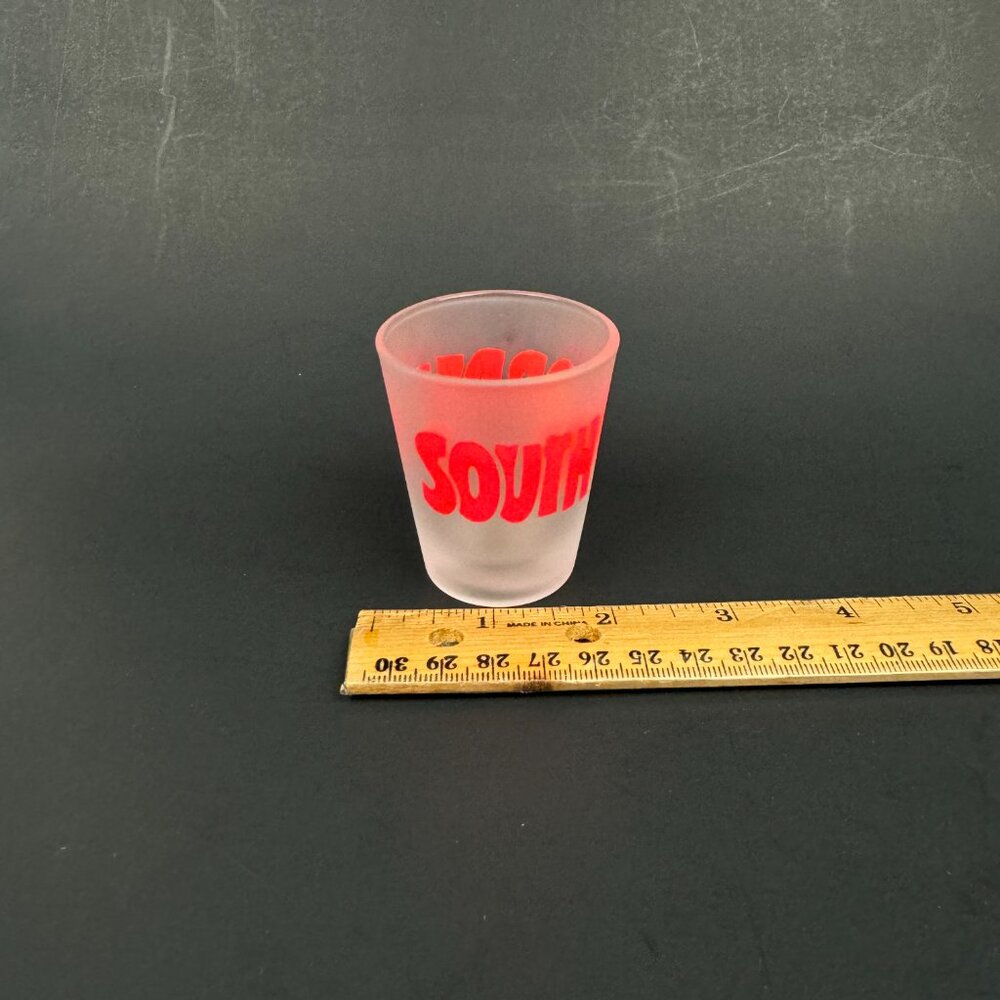 Vintage South of the Border Frosted Shot‎ Glass Neon Hot Pink Bar Made in Taiwan